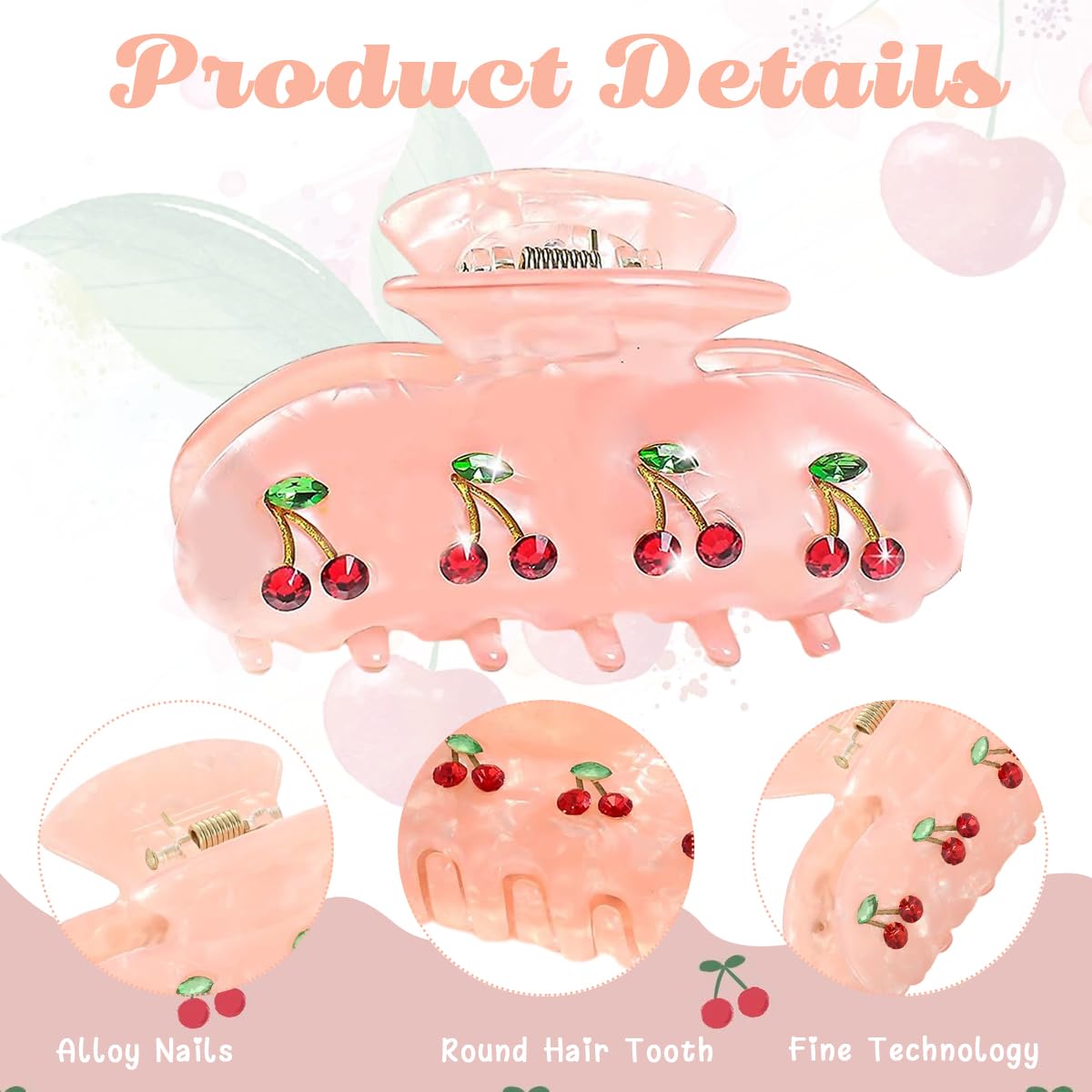 PALAY Hair Claw Clips for Women Pink Cherry Claw Clips Acrylic Hair Claws Medium Size Hair Clips Jaw Aesthetic Nonslip Hair Clamps for Women Ladies PALAY Hair Claw Clips for Women Pink Cherry Claw Clips Acrylic Hair Claws Medium Size Hair Clips Jaw Aesthetic Nonslip Hair Clamps for Women Ladies